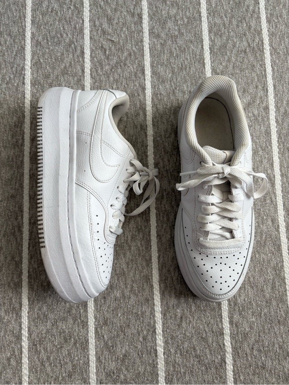 Nike Court Vision Alta Triple White Platform Sneakers